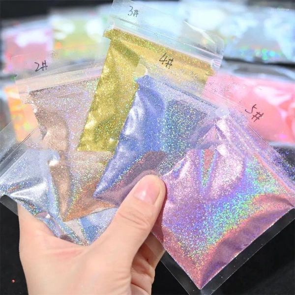 Prego glitter 10 g/saco 0.2mm laser pó cromo pigmento para gel polonês diy arte decoratio reflexivo holográfico