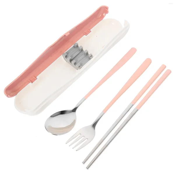 Conjuntos de louça Conjunto de talheres Conjunto de colher reutilizável Caso de armazenamento de talheres Forks Camping Kit de utensílio portátil Colheres de aço inoxidável Chopstick Travel