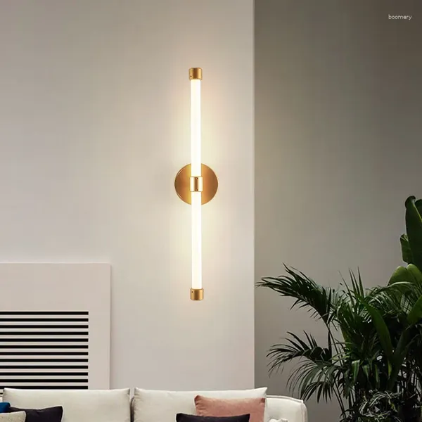 Lampada da parete Nordic Led Comodino Palo lungo Camera da letto Scala Soggiorno Luce Linea moderna Specchio per WC Corridoio Bagno Decor