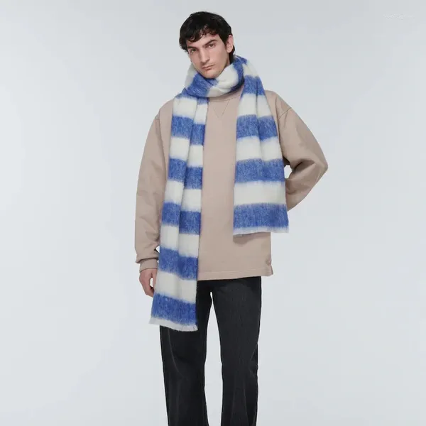 Sciarpe Sciarpa scozzese calda in cashmere Uomo Donna Inverno addensato soffice morbido scialle oversize a righe di lusso Nappe classiche