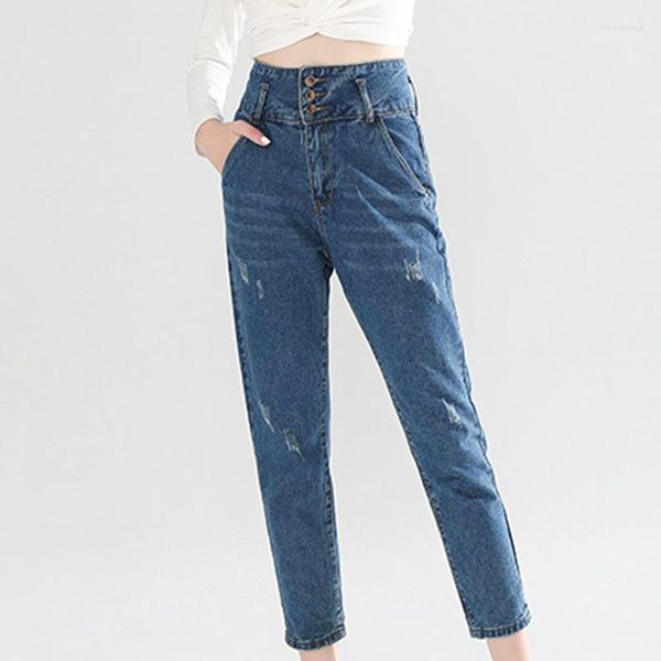 Frauen Jeans Frau 2023 Lose Beiläufige Pluderhosen Boyfriends Mom Hohe Taille Denim Frauen Faltenhose1