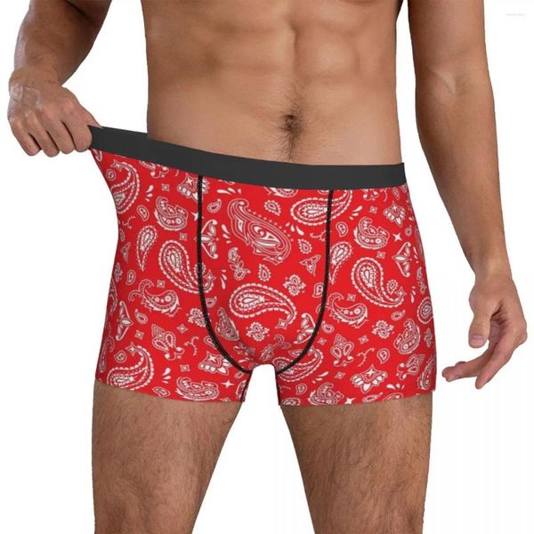 Underpants clássico oeste og vermelho paisley roupa interior bandana padrão homens shorts briefs tronco bonito de alta qualidade plus size calcinha