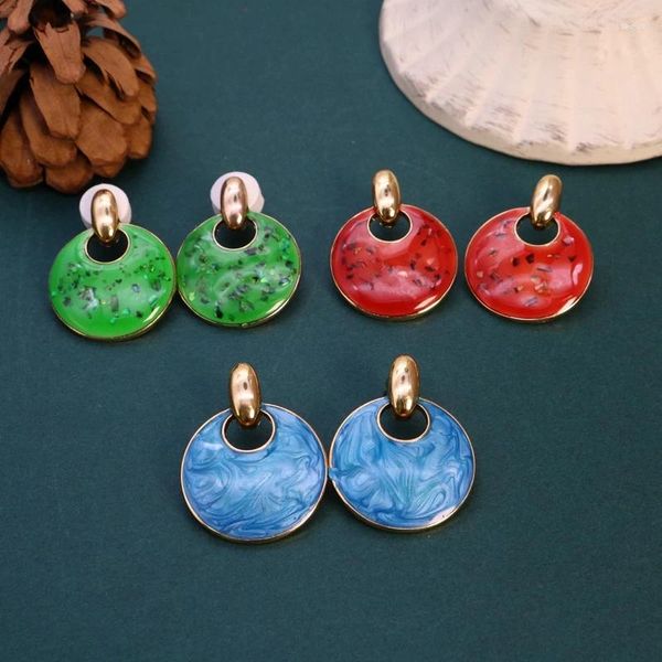 Brincos geométricos vermelho verde azul pintura a óleo joias de festa para acessórios femininos
