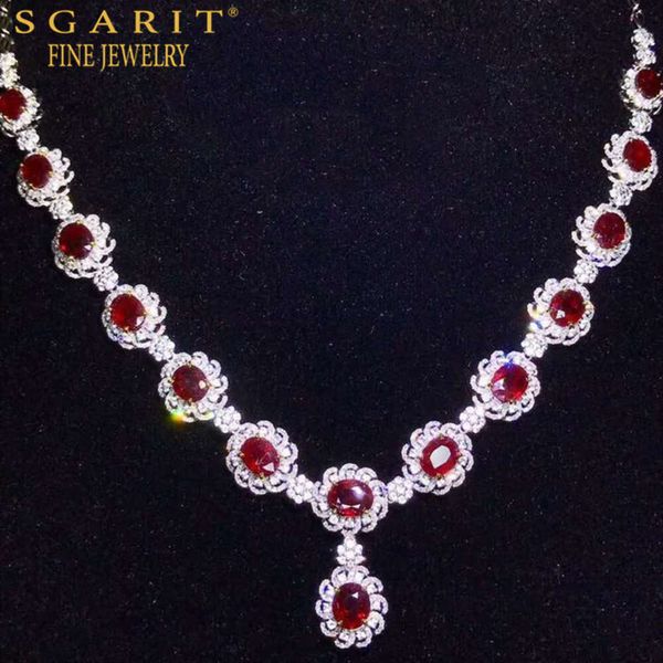 Sgarit luxuoso formal festa feminina jóias ouro 11.27ct pombo sangue vermelho não aquecido colar de pedra rubi natural