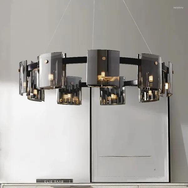 Kronleuchter Pendelleuchten Nordic Luxury Ing Bernstein Smoky Glass Hanging Led Lamp Dining Living Bedroom Fixtures