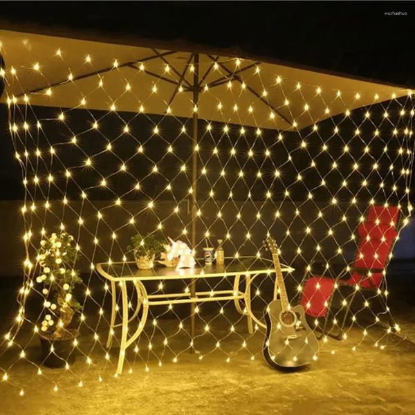 Stringhe 1.5X1.5M 2x2M 3x2M LED Net Mesh Fairy Garden Luci della stringa Finestra Tenda Luce Natale Festa di nozze Ghirlanda