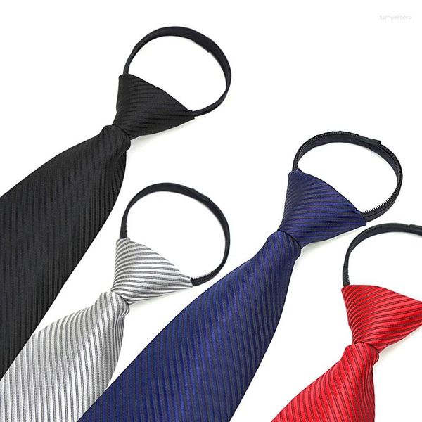 Papillon unisex cravatta semplice per uomini donne studenti cerniera nera clip su camicia uniforme di sicurezza abito cravatte
