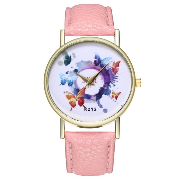 Orologi da polso Donna Moda Orologi a farfalla Tipo Cinturino in pelle femminile Analogico al quarzo Rotondo Squisito orologio da polso semplice