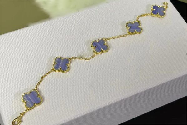 Роскошный бренд Love Clover Дизайнерский браслет-подвеска для женщин Светло-фиолетовый камень с блестящими бриллиантами Турция Постоянные теннисные браслеты для ногтей для учителей Ювелирные изделия Zo1y