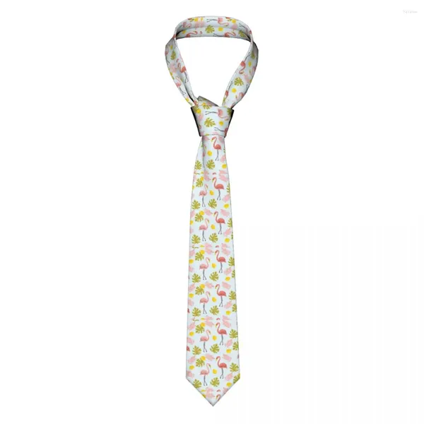 Papillon Cravatta da uomo Fenicottero classico skinny con cravatte con foglie tropicali Colletto stretto Accessori casual slim Regalo