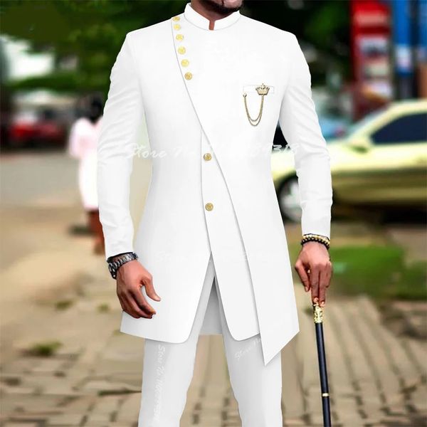 Abiti da uomo Blazer Bianco di lusso per uomo Slim Fit Prom Party Wedding Groomsmen Abito da sposo Tuxedo 2 pezzi Costume moda Homme Blazer Pantaloni 231115