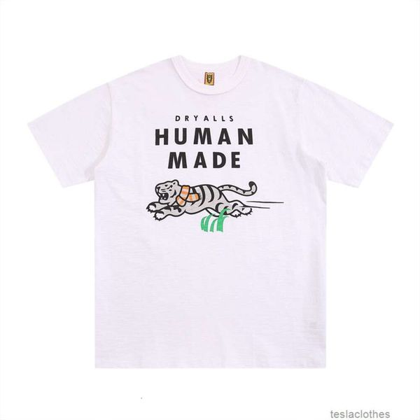 Diseñador Ropa de moda Camisetas de lujo Camisetas Versión correcta Hecho humano Slub Algodón Verano Nueva bufanda Estampado de tigre Cuello redondo Pareja Camiseta de manga corta Tendencia