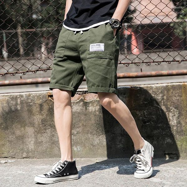 Pantaloncini da uomo 2023 Mens Summer Cargo Fashion Lunghezza al ginocchio Pantaloni con coulisse Uomo Cotton Army Green Khaki Work Bermuda