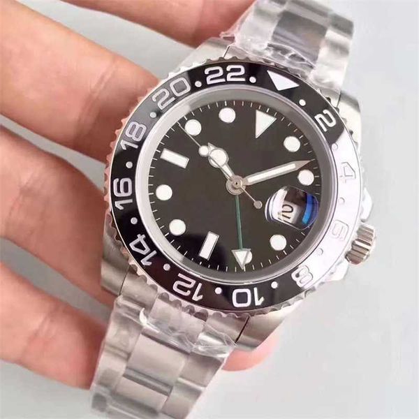 Rolaxs 2813 Relógio de Pulso para Homens Designer Aaa Relógios Sub Automático Cerâmica Mecânica Mulheres Pulseira de Aço Inoxidável Completa Gmt Relógio Moderno Preto Verde Dh02 E23