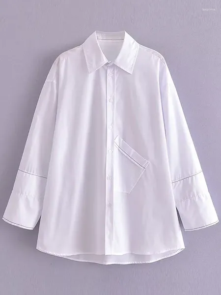 Женские блузки большого размера, женские однотонные 2023, простые свободные офисные женские однобортные топы, повседневная рубашка с длинными рукавами