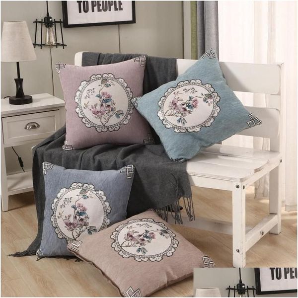 Almofada / Almofada Decorativa Almofada / Almofada Decorativa Estilo Country Americano Almofada Er Bordado Flor Almofadas Decorativas Home Office Dhc0K