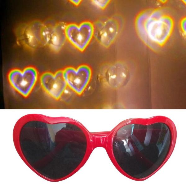 Óculos de sol Love Efeitos em forma de coração Os óculos observam as luzes mudarem para a imagem na noite de difração noturna mulheres oculares decorativos