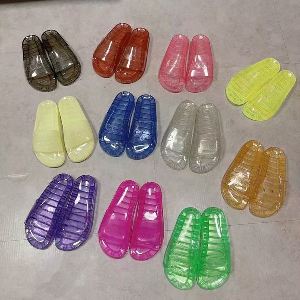 Luxuries Classic Designer Women Men Sandals Rubber Sandals Jelly Sandals Beach Flat Casual Shoe Alphabet Candy Colors Outdoor Roman transparent Shoes 35-46