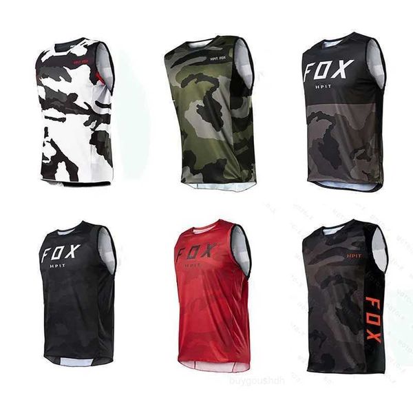 Homens camisetas Motocicleta Mountain Bike Downhill Jersey MTB Offroad Bicicleta Ciclismo Camisa Sem Mangas Off-Road Mountain Bike Colete Hpit Fox Jersey Q11