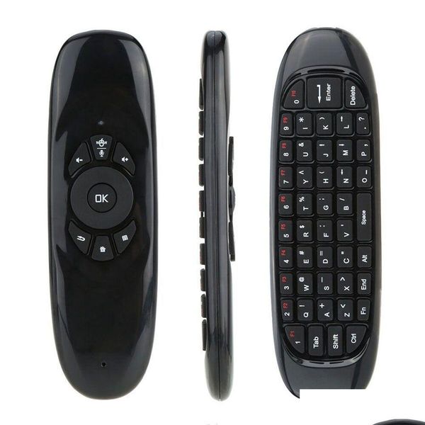 Teclados C120 Fly Air Mouse 2.4G Mini teclado sem fio com controle remoto recarregável retroiluminado para PC Android TV Box Drop Delivery Dhjfu