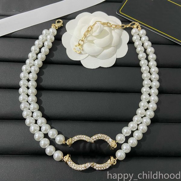 Designer Perlenkette Halsband Kette Marke Brief Anhänger Halsketten Luxus Frauen Hochzeit Schmuck Geschenk