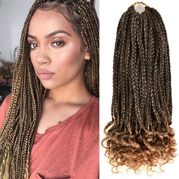 Ecohair Crochet Braids Box Braids Crochet Hair Goddess Box Braids mit lockigen Enden Pre Looped Hair Extensions Braiding Hair