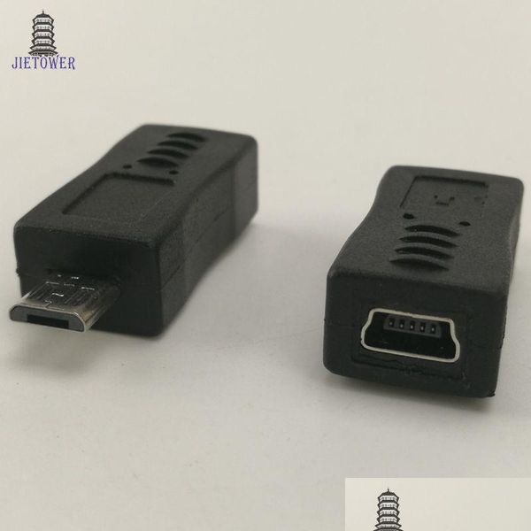 Conectores de cabos de computador 500 pçs / lote atacado micro usb macho para mini 5pin fêmea adaptador carregador conector conversor adaptador gota de dh6xu