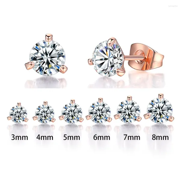 Stud Küpe Trendi Kadınlar için Trendi 3 Clear Zircon Küpe Erkek Çeşitli Boy Kristaller Kulak Aksesuarları Keepellry E435