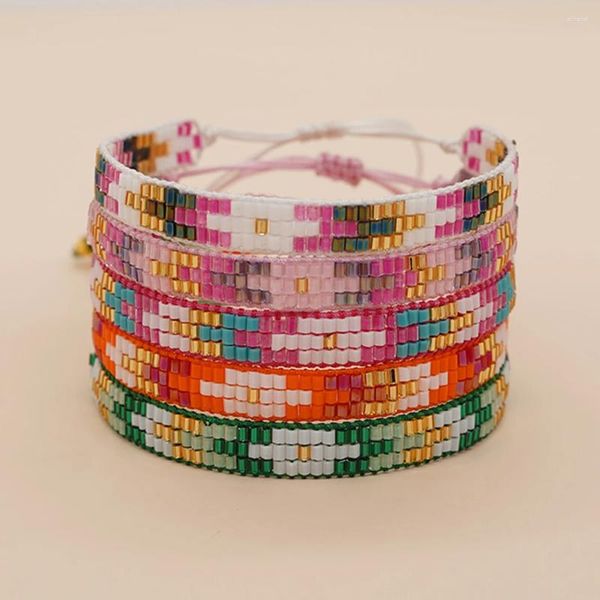 Braccialetti a maglie YASTYT 2023 Mosaico Frecce MGB Perline Intrecciato Motivo geometrico 3 File Gioielli fatti a mano per le donne