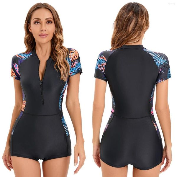 Costumi da bagno da donna 2023 Bikini congiunti Manica corta Cerniera Lunga Guardia Uomo Costume da bagno da surf Donna Grande e alta