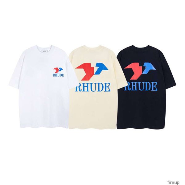 Designer Fashion Clothing Mens Tees Tshirt High Street Br Rhude Letter Minimalist Printing Short Sleeve Couple Summer Relaxed Loose Round Neck T-shirt
