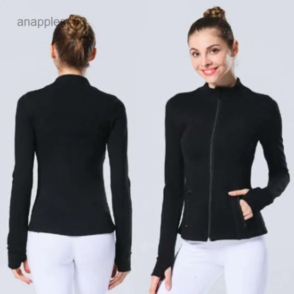 Abiti da yoga da donna Definisci Abiti da allenamento Cappotto sportivo da sub Giacca da fitness Sport da strada High Street Abbigliamento sportivo ad asciugatura rapida Top con cerniera solida Abito lululemen da donna lululemen