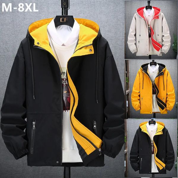 Jaquetas masculinas com capuz windbreaker homem 8xl 7xl japonês casual blouson jaket hoodies preto masculino plus size 6xl bombardeiro primavera outono roupas casacos 231116