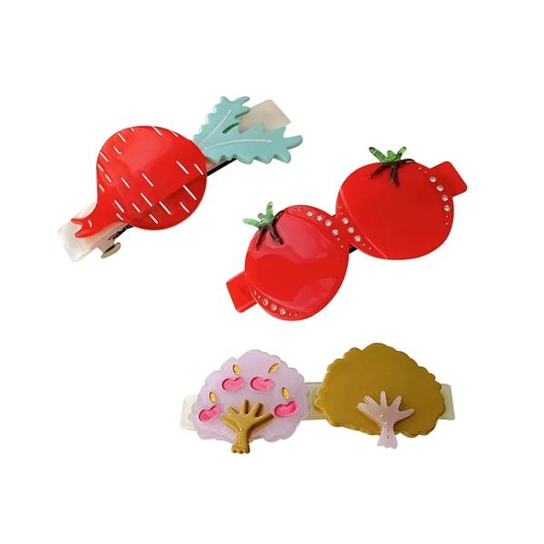 Novo design de criatividade Acessórios para cabelos com ácido acético Moda de 8cm Torno frutado Tomate Tomate Tamanho médio Hairpins