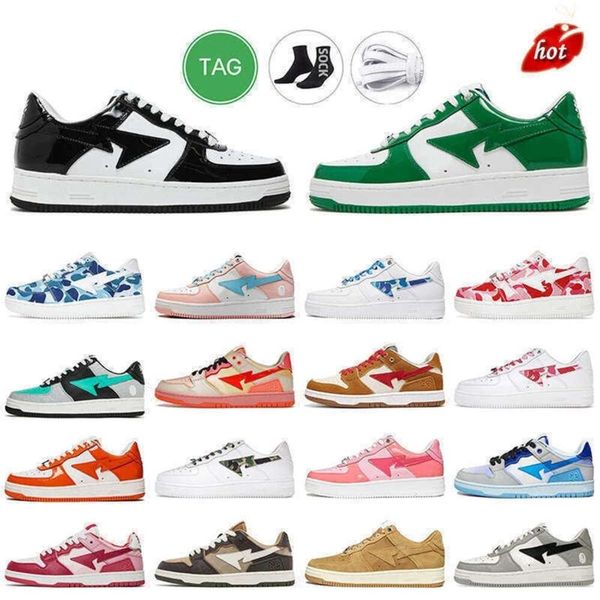 APBapesta SK8 Designer Scarpe casual Donna Uomo APBapestas Sta Sk8 Nero Bianco Verde Colore Camo Combo Rosa Pastello Confezione Sax W