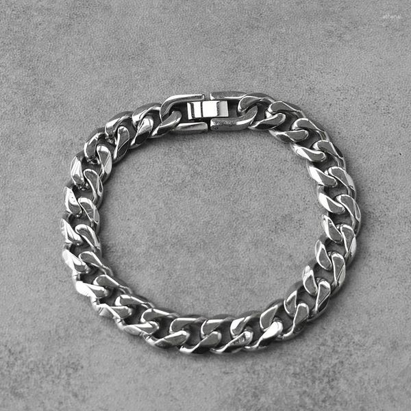 Link pulseiras 10mm pulseira para homens mulheres curb cubana corrente de aço inoxidável homens mulheres cadeias Davieslee jóias