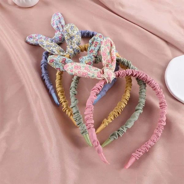 Acessórios de cabelo Retro Flores Imprimir Crianças Hairband Bowknot Headband Pano Orelhas Mulheres Meninas Cabeça Hoop Jóias