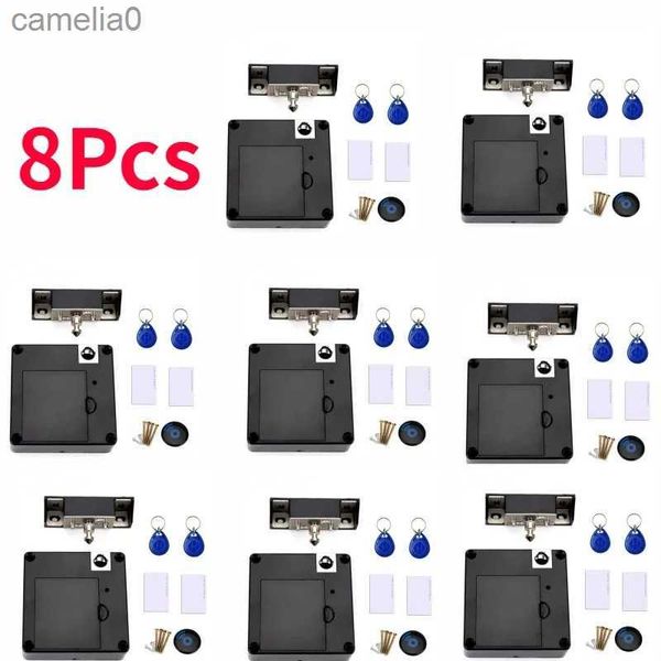 Fechadura inteligente 8/1pcs gaveta inteligente fechadura eletrônica escondida diy fechadura de porta de armário de madeira 13.56mhz etiqueta rfid cartão ic casa lockl231116