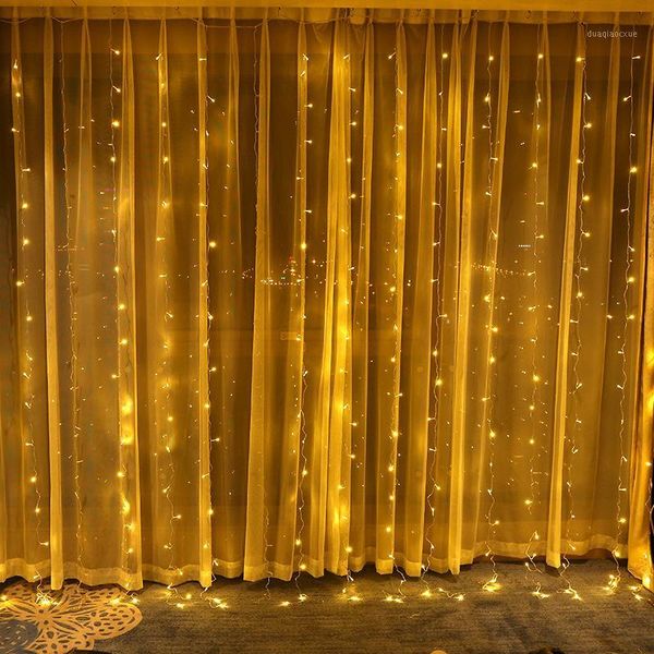 Decorações de Natal 3x3m 300 Lâmpadas LED ornamentos de cortina Luzes do ano para decoração de casamento em casa