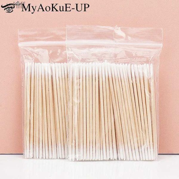 Baumwolle Tupfer 100/300 stücke Doppel Kopf Baumwolle Tupfer Frauen Make-Up Baumwolle Knospen Spitze Für Medizinische Holz Sticks Nase Ohren Reinigung gesundheit Pflege ToolsL231116