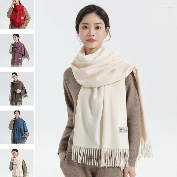 Sciarpe 200/70 cm Moda Inverno Donna Cashmere Sciarpa di lana spessa Lady Scialle caldo Colore puro UNISEX Pashmina Solid Wrap Donna