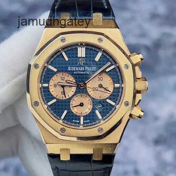 Relógio de luxo AP Swiss Royal Oak Series 26331or mostrador azul 18k ouro rosa material data exibição função de tempo relógio mecânico automático masculino 17 garantia