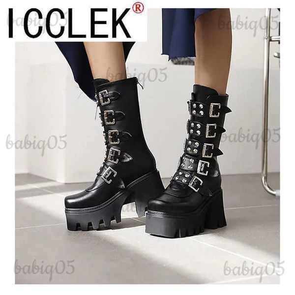 Stivali Donna Stivali alti al ginocchio Autunno Inverno Lace Up Scarpe basse Sexy Steampunk PU Retro Fibbia Scarpe da donna Stivali da neve da donna T231117