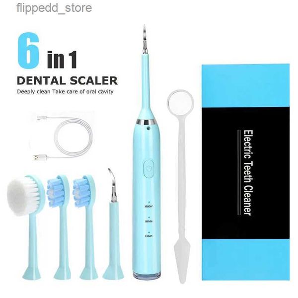 Escova de dentes adulto ultrassônico limpador de dentes elétrico tártaro eliminador raspador limpador dental scaler cálculo pedra placa removedor q231117