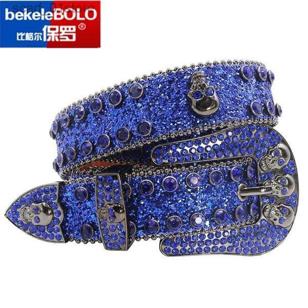 Cinture Moda Lusso Str Cintura con diamanti Cintura occidentale con borchie di cristallo Cowgirl Cowboy Cintura con strass per donna Uomo Jean Cinto De StrassL231117