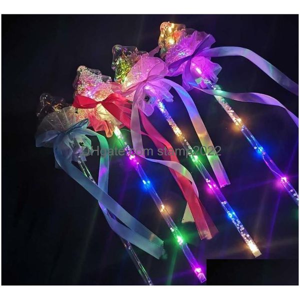 Bomboniera Principessa Stella Led Bacchetta - Trasparente Albero di Natale Lampeggiante Bastone luminoso per feste Raves Dress-Up Drop Delivery Home Garden Dhl3Z