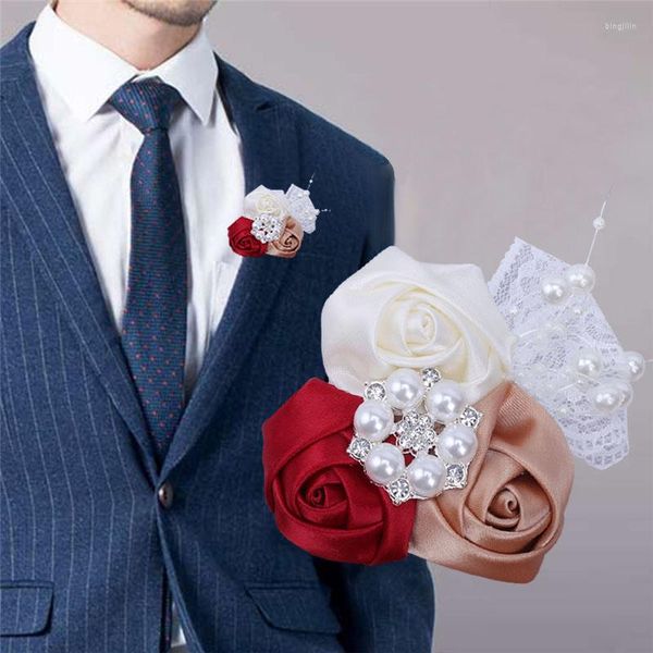 Fiori decorativi Promozioni europee americane Abito da sposo Spilla da uomo Corpetto da uomo Strass Accessori per abiti da sposa fai-da-te XH050