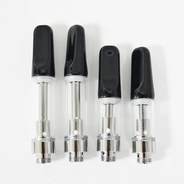 Cartuchos Vape Preto Branco Vaporizador Vazio Em Branco 510 Carrinhos de Rosca 1.0ml 0.8ml 0.5ml Parafuso na Ponta Cerâmica Boca Cerâmica Bobina de Cerâmica Pirex Atomizadores de Tanque de Vidro para Óleo Grosso