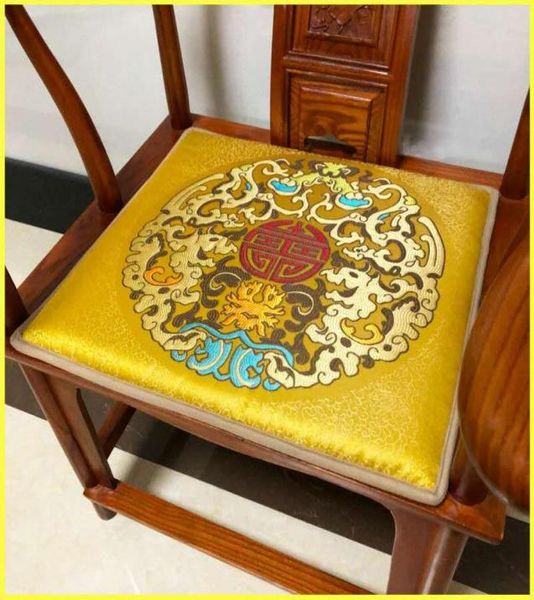 Personalizado autopriming luxo sorte almofadas de cadeira de jantar almofadas de assento para poltrona fezes sofá estilo chinês seda brocado esponja sentado5852938