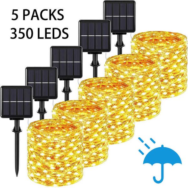 LED dizeleri 32m/22m/12m/7m güneş LED ışıkları açık hava festoon LED lamba güneş bahçesi açık peri ip çelenk Noel dekor 5/4/3/2/1 p230414